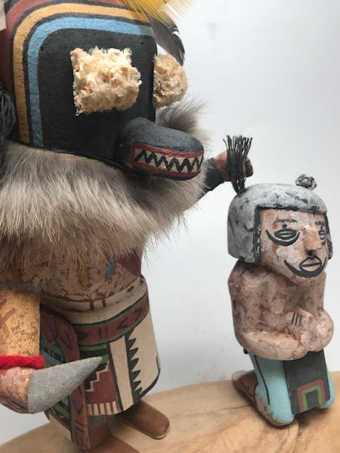 Hopi “He Who Cuts Hair” and Tsuku Clown Katsina Doll by Brandon Ross